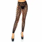 Leg Avenue колготки без стопы с леопардовым узором и сетчатыми вставками – One Size — Фото 1