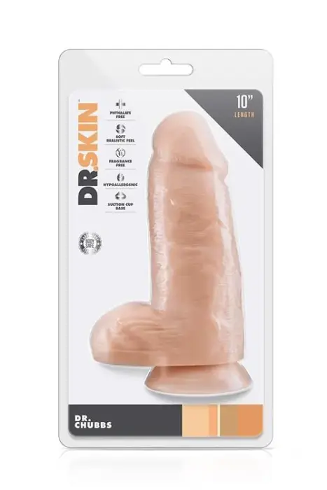 Dr. Skin Dr. Chubbs reālistisks dildo – 25 cm (10″) – miesas krāsa