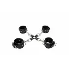 Ouch! Leather Hand and Leg Cuffs – Black — Photo 3