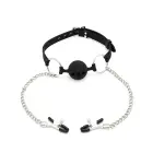 Kiotos X Silicone Ball Gag with Nipple Clamps — Photo 2