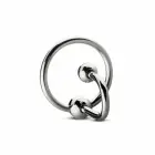 Sinner Gear Stainless Steel Glans Ring with Retention Plug – Silver – M — Photo 3