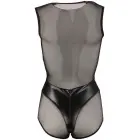 Cottelli Collection боди wet look и сетчатое с молнией – чёрное – S — Фото 7