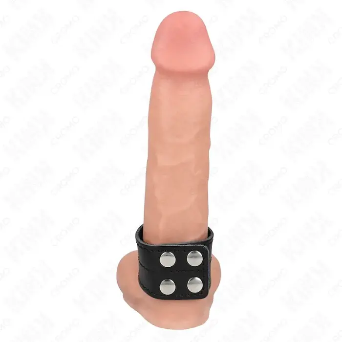 KINK кожаное регулируемое кольцо с нажимной застежкой 18.5x3.3 см черный