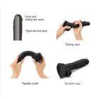 Sliding Skin reālistisks dildo – 20–23 cm – Melns Foto 4