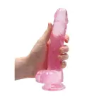 Reālistisks dildo ar sēkliniekiem un piesūcekni – 21 cm (8.3″) – Rozā — Foto 6