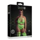 Two Piece Crop Top and Stockings Set – Neon Green – Plus Size Photo