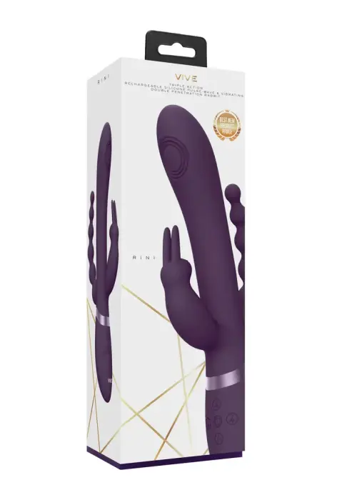 Rini Pulsējošs dubultās penetrācijas truša vibrators – 20 cm – violets