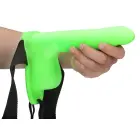 Pimedas helendav sooniline õõnes strap-on dildo munanditega – 21 cm (8.3″) – roheline — Foto 9