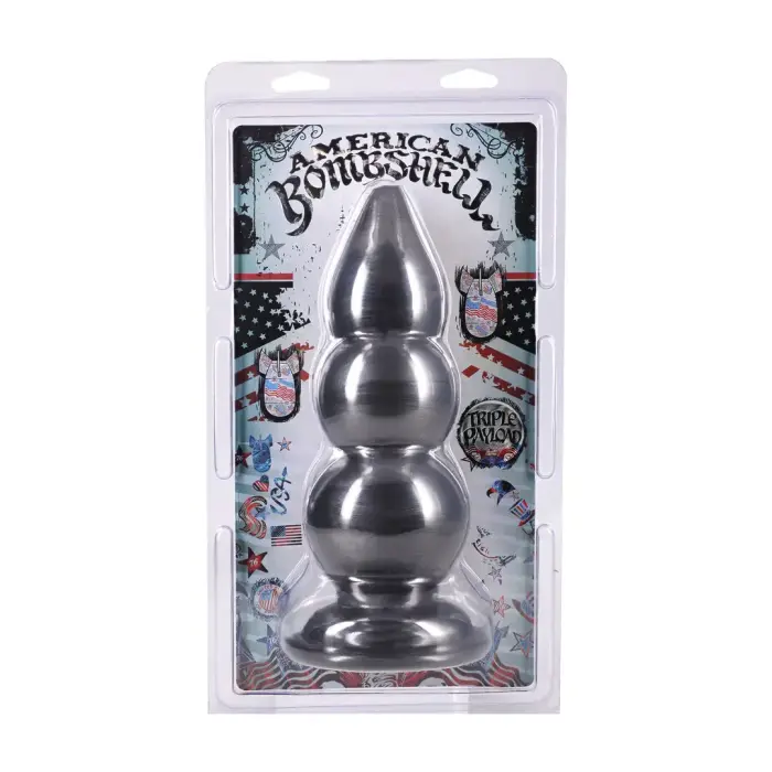 American Bombshell Triple Payload – rippled butt plug – gun metal – 22.2 cm