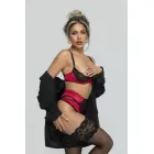 Christine Gush 3 daļu komplekts – atvērtais krūšturis, kombinē & zeķturu josta – sarkans – M — Foto 6