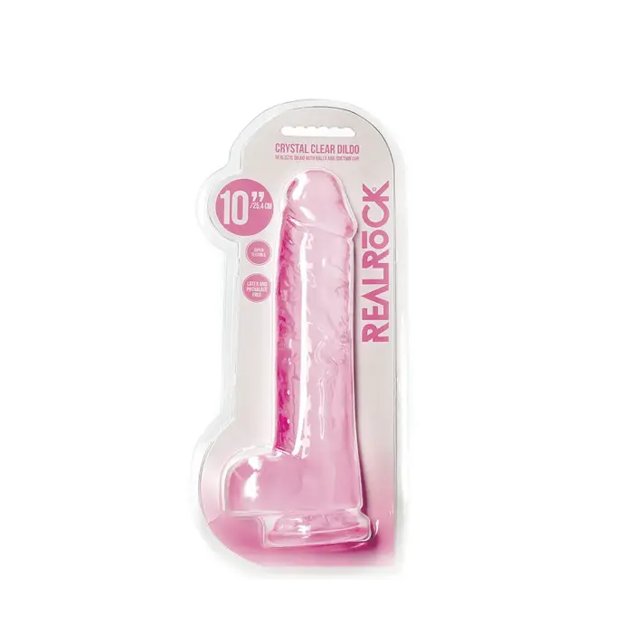 Realistlik dildo munanditega – 28 cm (11″) – Läbipaistev