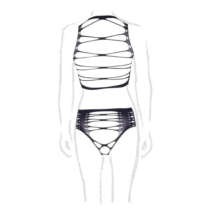 Helike divdaļu komplekts ar atvērtām krūšu daļām, crop topu un biksītēm – Plus size Foto 20