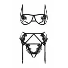 Christine Kinky Fiercy – 3-osaline harness sukahoidjakomplekt – rihmad ja lilleline disain – must – S/M — Foto 4