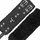 Darkness Adjustable Black Leather Handcuffs with Soft Lining — Photo 4