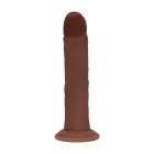 Divu blīvumu silikona izliekts reālistisks dildo ar piesūcekni – brūns – 20,5 cm — Foto 3