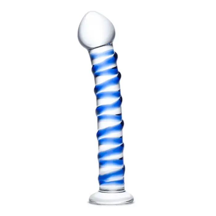 Glas Blue Spiral стеклянный дилдо – 18 см (7″)