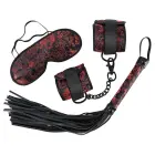 3-Piece Satin Bondage Set with Red Pattern — Photo 2