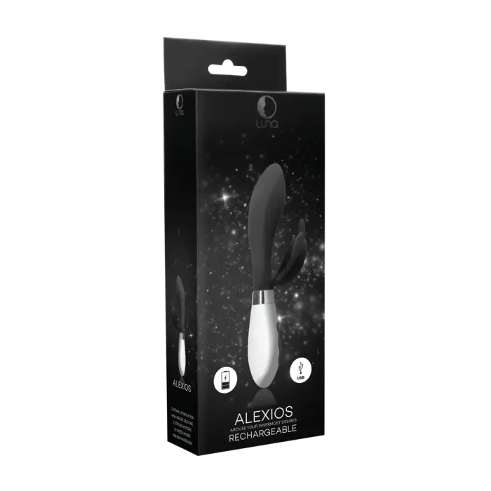 Alexios перезаряжаемый кролик-вибратор – 21.2 cm (8.35″) – черный