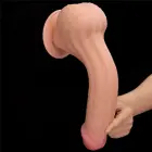 LoveToy King Sized Sliding Skin Dual Layer Dong – realistiškas dildo – TPE – kūno spalvos – 29,2 cm — Nuotrauka 19