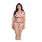Crop Top and Shorts Set with Lip Print – White – Queen Size — Photo 3