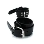 Black Leather Chain-Linked Cuffs — Photo 7