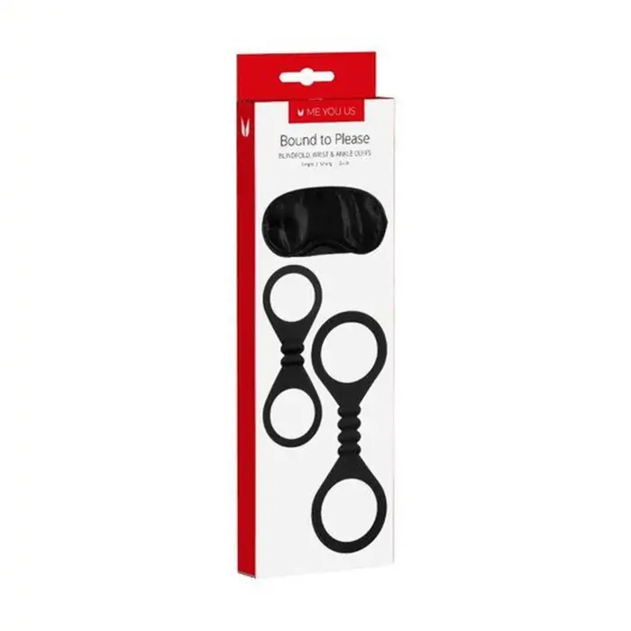 Kajdanki- Me You Us Bound To Please Blindfold Wrist And Ankle Cuffs Black Foto 7