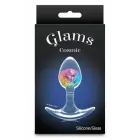 Cosmic Glams Small – liquid silicone anal plug with sparkling glass marble – rainbow — Photo 1