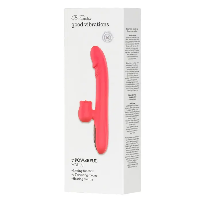 Multifunction Heating Vibrator with Licking and Thrusting – 24 cm – Red