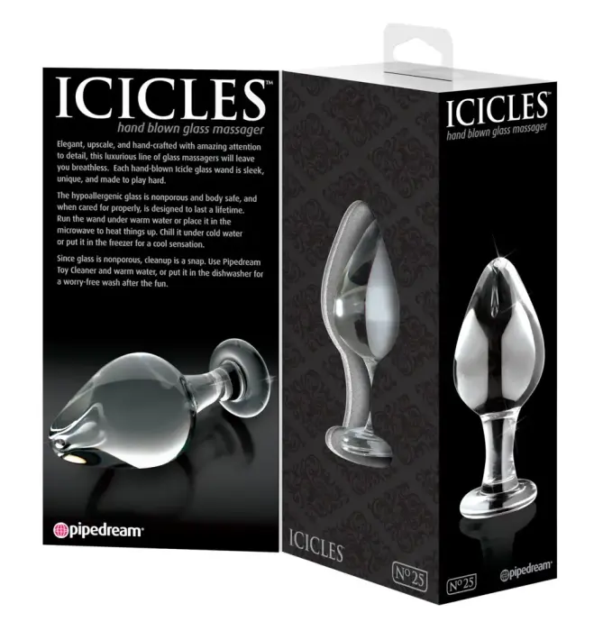 Icicles No. 25 Прозрачный стеклянный дилдо – 9 см – Clear Фото num