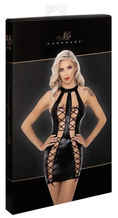 Noir Laced Powerwetlook Dress – Black – S