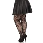 Leg Avenue Plus bezvīļu ziedu mežģīņu zeķubikses – melnas – 1X/2X — Foto 4