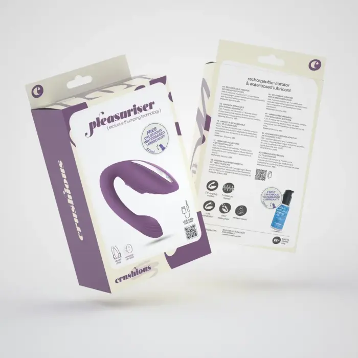 Pleasuriser Rechargeable C-Shaped Couples Vibrator with Remote – Purple