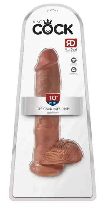 King Cock реалистичный дилдо с яичками и присоской – 25.4 см (10″) – телесный