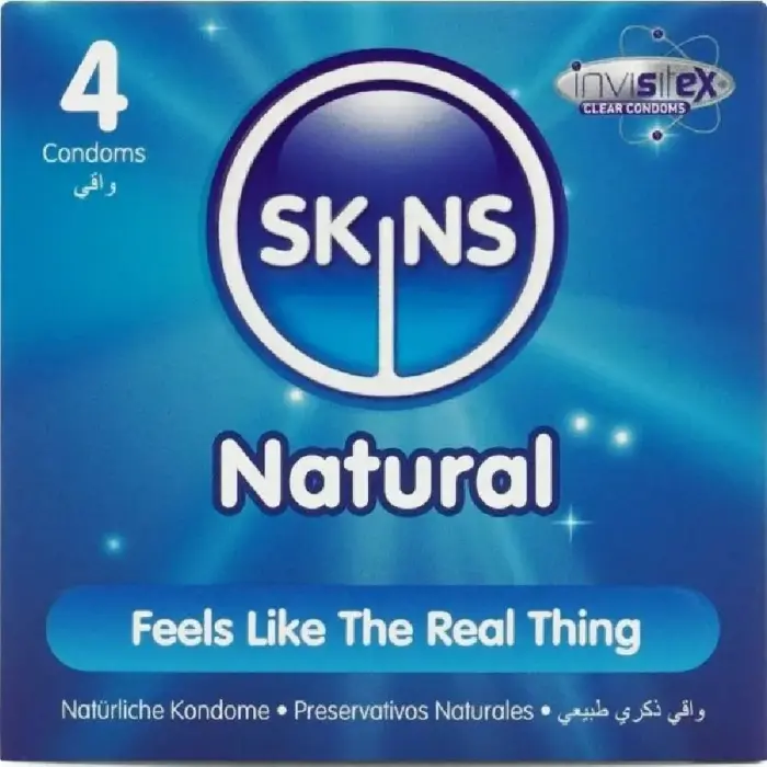 Skins Natural Ultra-thin Vanilla-scented Condoms – 4 pcs.