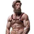 Fetish Submissive Attitude Men's Chest Harness – Black/Red – One Size — Photo 4