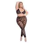 All About Leaf – bra top and footless legging set with hemp leaf embroidery – black – plus size — Photo 4