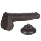 LoveToy Sliding Skin Dual Layer Dong – realistiškas dviejų sluoksnių dildo – TPE – juodas – 22,9 cm — Nuotrauka 8