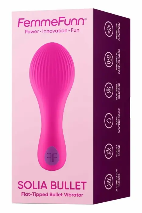 Femme Fun Solia Bullet – компактный вибратор с плоским кончиком и 21 режимом – розовый