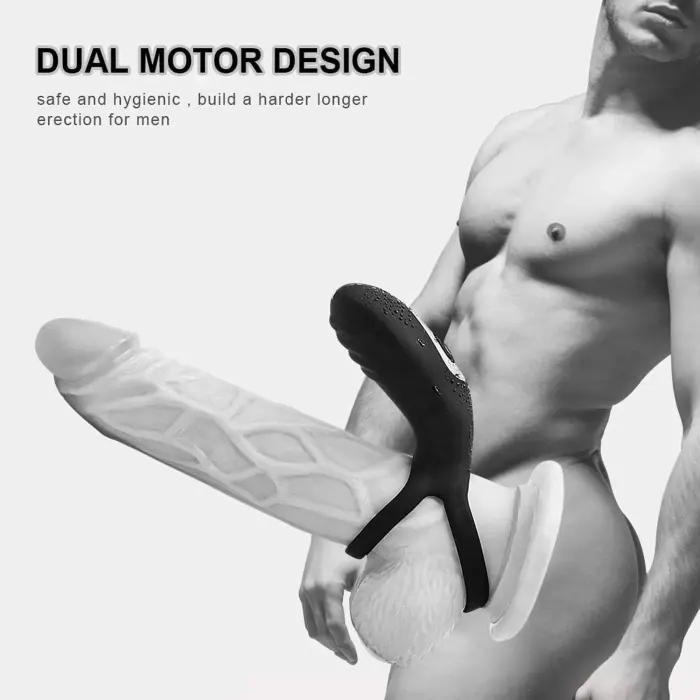 Regulējams dubultais dzimumlocekļa gredzens ar tālvadības pulti Foto 7