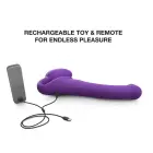 Vibruojantis strap-on M – 15.2 cm (6″) – violetinis — Nuotrauka 5