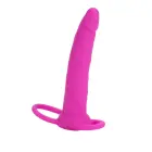 Silikona dubultās penetrācijas dildo – 18 cm – Rozā — Foto 1