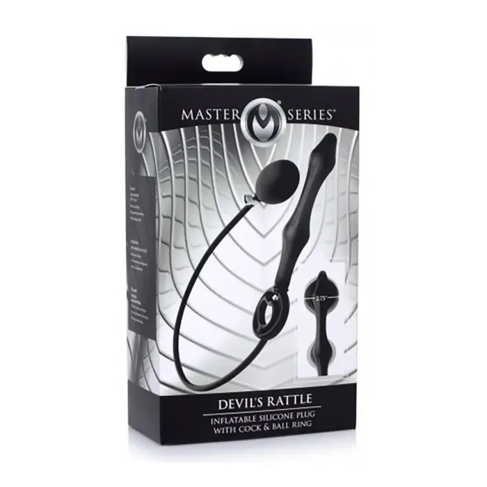 The Devil's Rattle Inflatable Anal Plug with Cock and Ball Ring – 15 cm