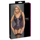 Cottelli CURVES Strapshemd basque komplektas su atviru tarpkoju stringais – violetinė/juoda – 2XL — Nuotrauka 1
