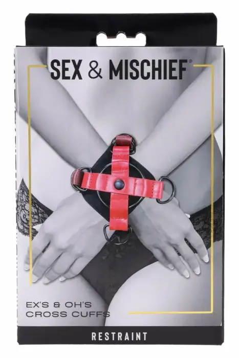 SPORTSHEETS Ex's & Oh's Cross Cuffs – система удержания – нейлон/спандекс – чёрный
