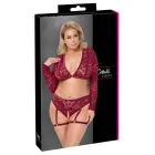 Cottelli CURVES Red Lace Velvet Top & Suspender Briefs Set – XL — Photo 1