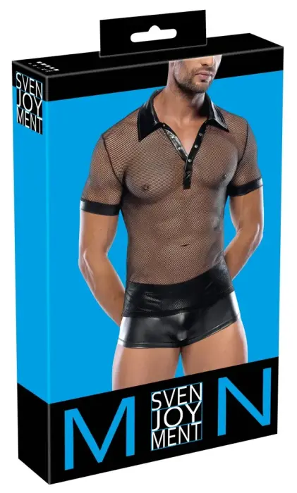Men's Mesh and Wet Look Shirt – M