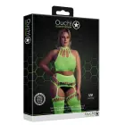 Divdaļīgs komplekts ar crop top topiņu, zeķēm un zeķturi – rozā – XL/4XL — Foto 3