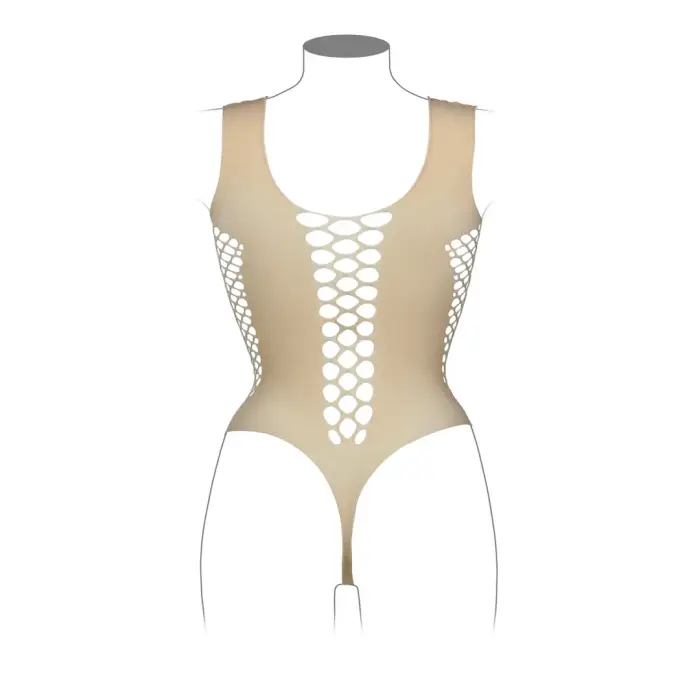 Bodijs ar dziļu V-izgriezumu un necaurspīdīgiem dekoriem – Queen Size Foto 7