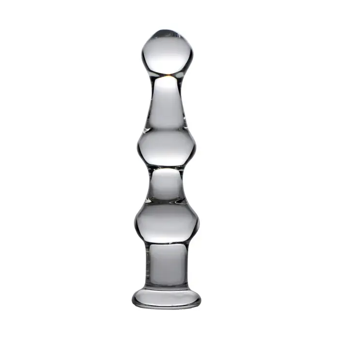 Mammoth Glass trīs bumbu struktūras dildo – 17.8 cm (7″) – caurspīdīgs