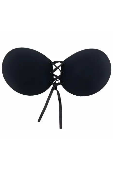 Close Ties līmējamais krūšturis ar šņorējamu priekšpusi – melns – One Size Foto 3